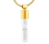 DOTUIARG Bijoux de crémation en sablier éternel pour cendres d’animal humain, tube de verre en verre pendentif commémoratif unisexe, collier de cendres médaillon urne bijoux