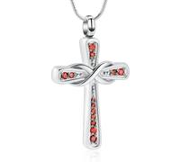 DOTUIARG Bijoux de crémation pour cendres Croix d’urne Pendentif souvenir Collier commémoratif en acier inoxydable pour femmes hommes