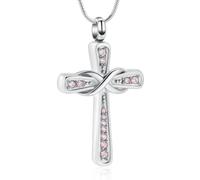 DOTUIARG Bijoux de crémation pour cendres Croix d’urne Pendentif souvenir Collier commémoratif en acier inoxydable pour femmes hommes