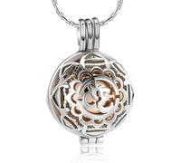 DOTUIARG Bijoux de crémation pour cendres - Pendentif à motif creux, collier commémoratif Pot sphérique interne en acier inoxydable, souvenir d’urne