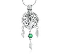 DOTUIARG Bijoux de crémation pour cendres Pendentif commémoratif en acier inoxydable Arbre de vie Collier d’urne Souvenir cadeau pour un être cher