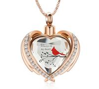 DOTUIARG Bijoux de crémation toujours dans mon cœur collier d’urne rouge pour les Femmes des cendres Mémorial d’un être cher