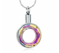 DOTUIARG Bijoux de crémation, urne, collier pour cendres, Cercle de cristal de la vie, pendentif commémoratif des êtres chers, souvenir d’éternité pour femmes hommes