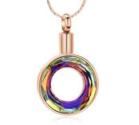 DOTUIARG Bijoux de crémation, urne, collier pour cendres, Cercle de cristal de la vie, pendentif commémoratif des êtres chers, souvenir d’éternité pour femmes hommes