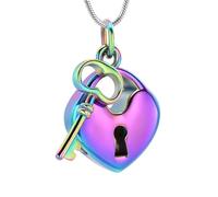 DOTUIARG Bijoux de crémation, urnes, colliers pour cendres, clé en acier inoxydable avec mon urne en cœur, pendentif commémoratif pour le porte-cendres, cadeau souvenir
