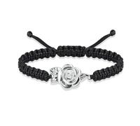 DOTUIARG Bracelet d’urne en fleurs en acier inoxydable avec cordon noir à longueur réglable, bijoux commémoratifs