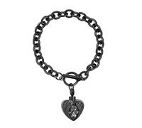 DOTUIARG Bracelet d’urne en forme d’aile d’ange pour cendres avec pendentif en acier inoxydable avec empreinte de patte avec une chaîne commémorative de chien et chat