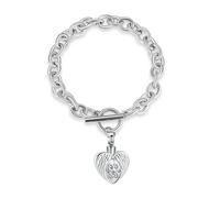 DOTUIARG Bracelet d’urne en forme d’aile d’ange pour cendres avec pendentif en acier inoxydable avec empreinte de patte avec une chaîne commémorative de chien et chat