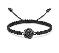 DOTUIARG Bracelet de crémation en fleur de rose pour cendres pour femmes bracelet tressé à corde tressée ajustable Bijou commémoratif d’urne cadeau