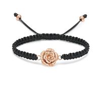 DOTUIARG Bracelet de crémation en fleur de rose pour cendres pour femmes bracelet tressé à corde tressée ajustable Bijou commémoratif d’urne cadeau