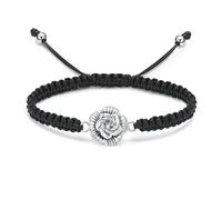 DOTUIARG Bracelet de crémation en fleur de rose pour cendres pour femmes bracelet tressé à corde tressée ajustable Bijou commémoratif d’urne cadeau