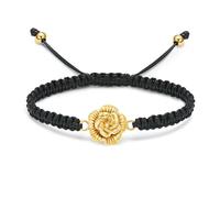 DOTUIARG Bracelet de crémation en fleur de rose pour cendres pour femmes bracelet tressé à corde tressée ajustable Bijou commémoratif d’urne cadeau