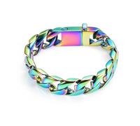 DOTUIARG Bracelet de crémation pour cendres en acier inoxydable chaîne à maillons colorés commémoratif d’animaux humains Bracelet d’urne Bijoux pour hommes