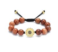 DOTUIARG Bracelet de crémation tournesol pour cendres Bijoux d’urne commémorative Corde tressée ajustable Bracelet en bois pour femmes