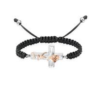 DOTUIARG Bracelet urne en croix pour cendres, bijoux de crémation en fleur de rose, bracelet tressé ajustable, cadeau pour femmes hommes