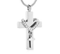 DOTUIARG Chroniqueur commémorative en acier inoxydable Cendres Urne pendentif collier Bijoux souvenirs Serti de diamants