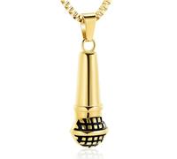 DOTUIARG Collier commémoratif animateur de microphone musical en acier inoxydable, pendentif urne, souvenir, pendentif bijou adoré