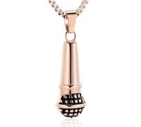 DOTUIARG Collier commémoratif animateur de microphone musical en acier inoxydable, pendentif urne, souvenir, pendentif bijou adoré