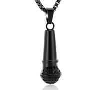 DOTUIARG Collier commémoratif animateur de microphone musical en acier inoxydable, pendentif urne, souvenir, pendentif bijou adoré