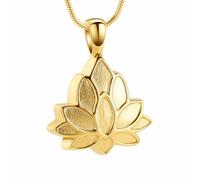 DOTUIARG Collier d’urne, bijoux de crémation, crênes en acier inoxydable, médaillon commémoratif de fleurs de lotus, souvenir