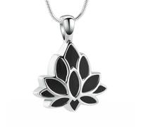 DOTUIARG Collier d’urne, bijoux de crémation, crênes en acier inoxydable, médaillon commémoratif de fleurs de lotus, souvenir