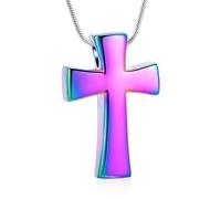 DOTUIARG Collier d’urne croix pour cendres bijoux de crémation en acier inoxydable, pendentif de cendres, bijoux commémoratifs pour femmes et hommes