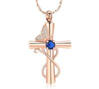 DOTUIARG Collier d’urne croix pour cendres, bijoux de crémation papillon, porte-cendres, porte-cendres, pendentif funéraire pour animaux de compagnie humain, pendentif commémoratif pour femmes