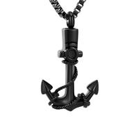 DOTUIARG Collier d’urne d’Ancre de Navire pour Cendres en Acier Inoxydable crémation Bijoux mémorial Pendentif Cendre Humaine Collier Souvenir pour Femmes Hommes