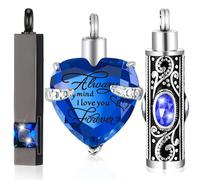 DOTUIARG Collier d’urne de crémation en 3 pièces pour cendres souvenir de crémation bijoux de crémation collier de bar/cœur/urne cylindrique