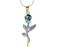 DOTUIARG Collier d’urne de crémation en fleur de rose pour cendres bijou commémoratif en acier inoxydable pour animaux de compagnie humains, souvenirs