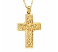 DOTUIARG Collier d’urne de l’Arbre de Vie pour croix de cendres, bijoux de crémation pour femmes, pendentif en cendres, souvenir commémoratif pour bijoux pour humains