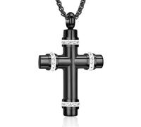 DOTUIARG Collier d’urne en croix pour cendres Pendentif commémoratif en cristal incrusté Bijoux de crémation pour femmes Hommes Souvenirs funéraires pour proches