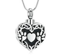 DOTUIARG Collier d’urne patte d’animal pour cendres de chien Souvenir de proche Bijoux de crémation de cœur