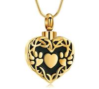 DOTUIARG Collier d’urne patte d’animal pour cendres de chien Souvenir de proche Bijoux de crémation de cœur