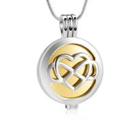 DOTUIARG Collier d’urne pour cendres, bijoux de crémation creusés, pendentif circulaire en cendre en acier inoxydable, bijoux commémoratifs pour femmes hommes