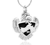 DOTUIARG Collier d’urne pour cendres, bijoux de crémation pour cendres, souvenir commémoratif en moto pour hommes,