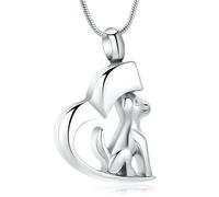 DOTUIARG Collier d’urne pour cendres, bijoux de crémation pour chiens, pendentif en cendres en acier inoxydable, bijoux commémoratifs pour hommes, femmes