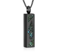 DOTUIARG Collier d’urne pour cendres coquillages humains, bar de crémation, bijoux en cendres, ailes de cube, pendentif commémoratif d’urne pour femmes hommes
