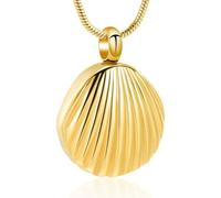 DOTUIARG Collier d’urne pour cendres, crémation de coquillages, bijoux de crémation, souvenir en acier inoxydable, pendentif humain pour femmes hommes