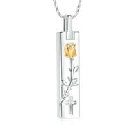 DOTUIARG Collier d’urne pour cendres pour femmes Pendentif cube de fleur de rose Bijoux de crémation Souvenir Porte-cendres pour un proche
