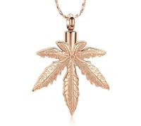 DOTUIARG Collier d’urne pour cendres pour hommes Bijoux de cremation en feuilles en acier inoxydable Pendentif d’urne Keepsak