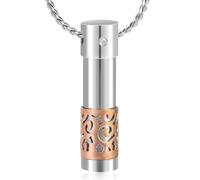 DOTUIARG Collier de bijoux à motifs cylindriques de crémation avec une boule creuse commémorative, pot pendentif, bijou commémoratif humain j