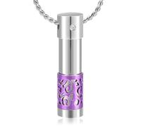 DOTUIARG Collier de bijoux à motifs cylindriques de crémation avec une boule creuse commémorative, pot pendentif, bijou commémoratif humain j