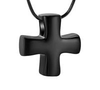 DOTUIARG Collier de crémation en croix, collier d’urne en acier inoxydable, collier de cendres pour cendres de mémoire, bijoux pendentif pour femmes et hommes