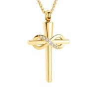 DOTUIARG Collier de crémation en croix incrustée pour les cendres des êtres chers, bijoux commémoratifs en acier inoxydable