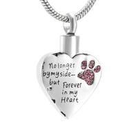 DOTUIARG Collier de crémation en patte de chien en cristal rose dans mon cœur - Plus à mes côtés, mais pour toujours dans mon cœur pendentif urne pour animal de compagnie