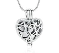 DOTUIARG Collier médaillon de crémation à l’intérieur de l’urne en cœur 316L bijoux commémoratifs en acier inoxydable, pendentif pour femmes pour les cendres