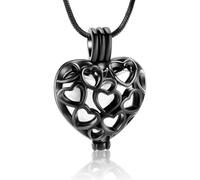 DOTUIARG Collier médaillon de crémation à l’intérieur de l’urne en cœur 316L bijoux commémoratifs en acier inoxydable, pendentif pour femmes pour les cendres