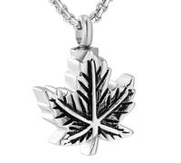 DOTUIARG Collier souvenir, porte-cendres, porte-cendres, feuille de crémation, bijoux, urne, pendentif commémoratif en acier inoxydable,