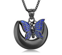 DOTUIARG Colliers d’urne papillon pour cendres crémation de lune bijoux de crémation commémoratif de cendres pour hommes femmes colliers souvenirs